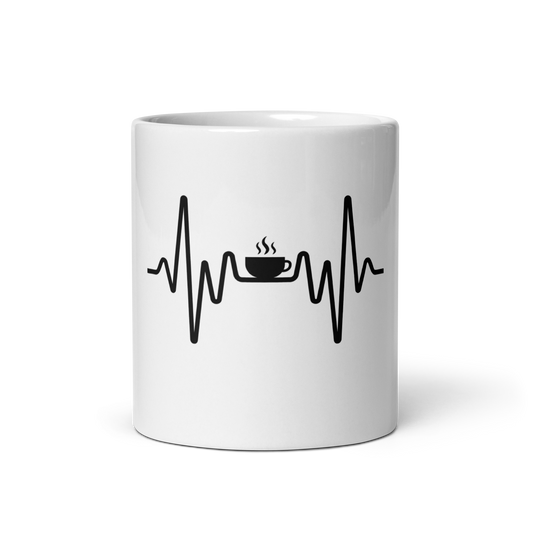 White glossy ''Espresso heartbeat'' mug